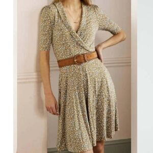 Boden Fixed Wrap Jersey Dress Brioche Bloom Sise 10